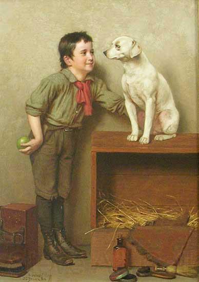 John George Brown His favorite pet Norge oil painting art